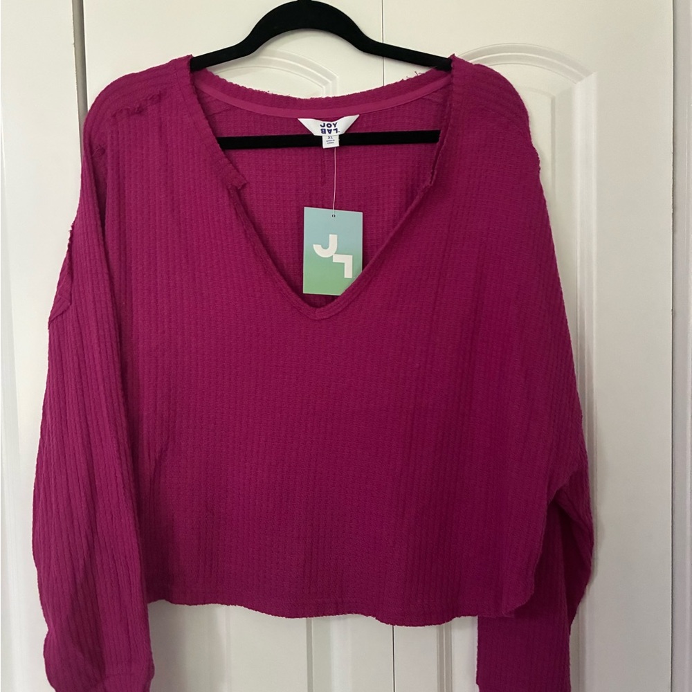 JoyLab Pink Long Sleeve Crop Blouse